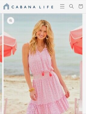 Cabana Life Peach & White Geometric Maxi Dress with Tassel Tie